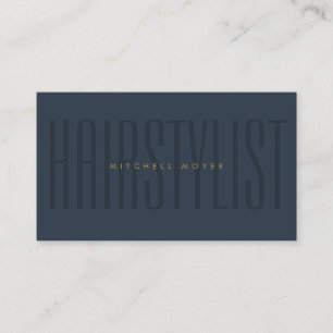 Typografi av marinblå hårstilitigrafi - minimalist visitkort