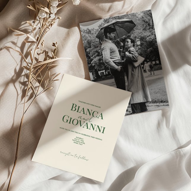 Typografi av minsta Grönt för Retro Bröllop Inbjudningar (Skapare uppladdad)