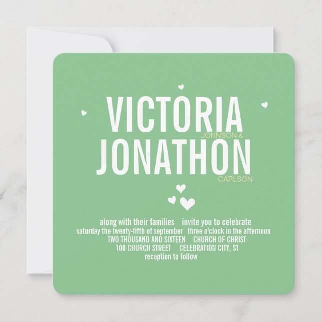 Typografi av Mint Gult Modern Geometric Mönster Inbjudningar (Framsida)