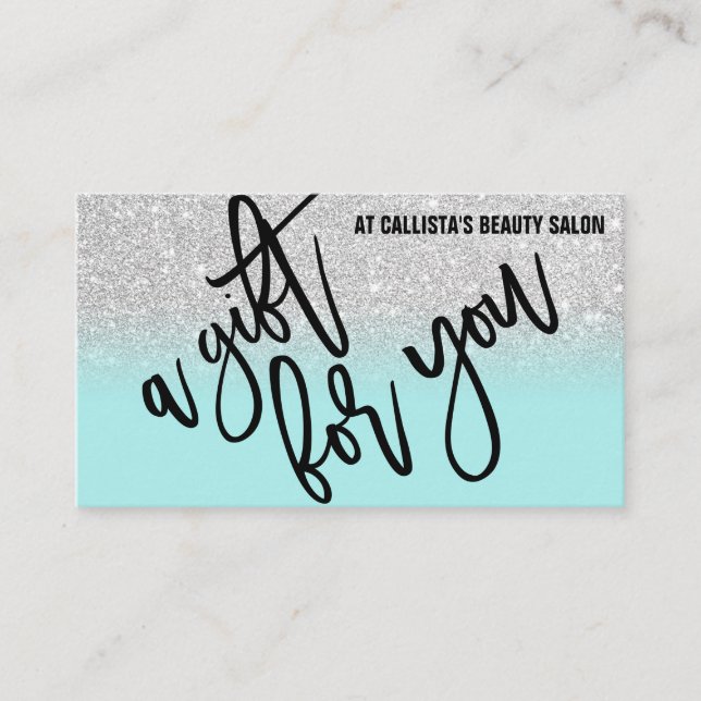 Typografi av Mint Silver Glitter Visitkort (Framsida)