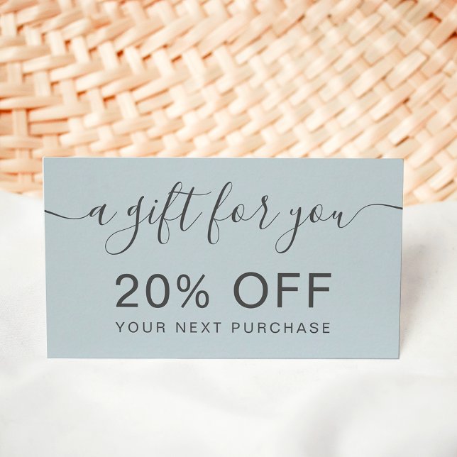 Typografi av modern dammig blå professionell rabattkort (Modern dusty blue professional typography discount card)