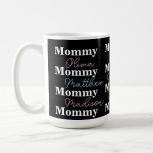 Typografi av Namn av Rosa av akut Mamma-blått barn Kaffemugg