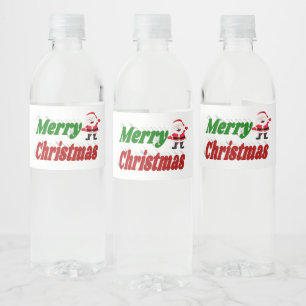 Typografi av röd grönt i god jul Jultomten Vattenflaskor Etikett