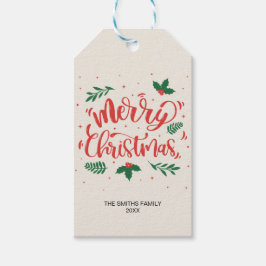 Typografi av röd och Grönt God jul Presentetikett