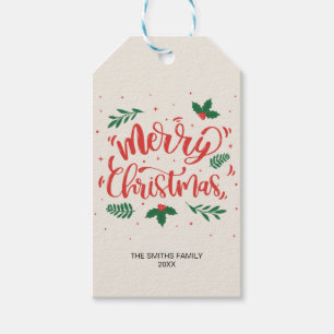 Typografi av röd och Grönt God jul Presentetikett
