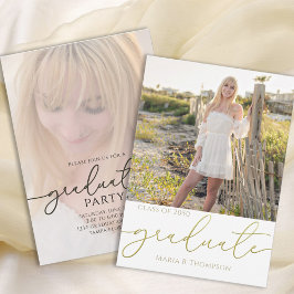 Typografi av Student Enkel Snyggt Modern Guld Inbjudningar