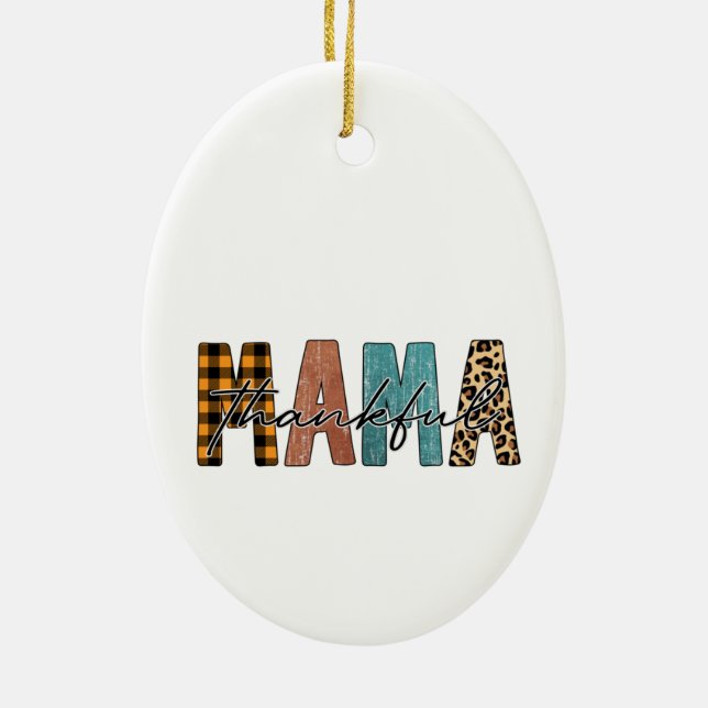 Typografi av tacksam Mamma Julgransprydnad Keramik (Baksidan)