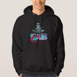 Typografi av Träd och röd Julafton i glitter Hoodie