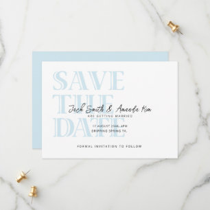 Typografi - Baby blue, platta Spara datumkort Datumet