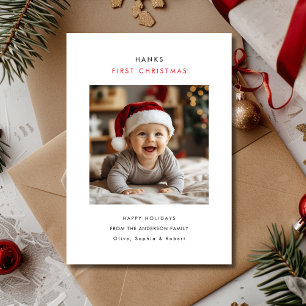 Typografi Baby första julfoto Julkort