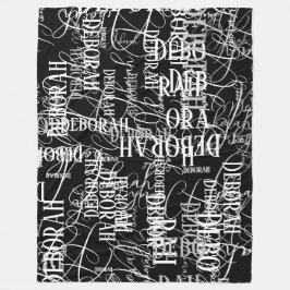 Typografi Black White Namn Mönster Fleecefilt