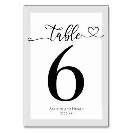 Typografi Black White Wedding Reception Bordsnummer