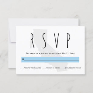 Typografi Blue California bröllop OSA Card Kort