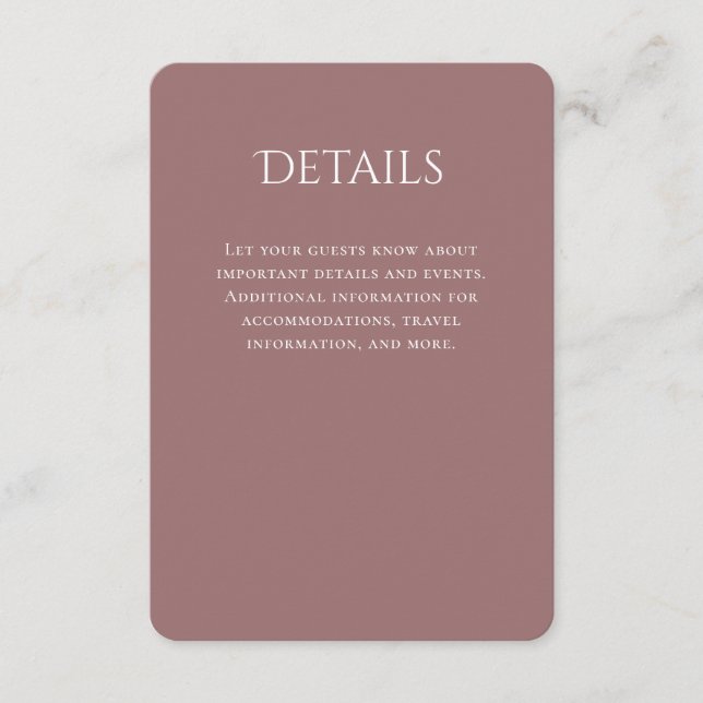 Typografi Böjd Lila Bröllopsdetaljer Tilläggskort (Framsida)