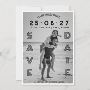 Typografi Bokstavsdesign Anpassad Foto Bröllop Spara Datumet