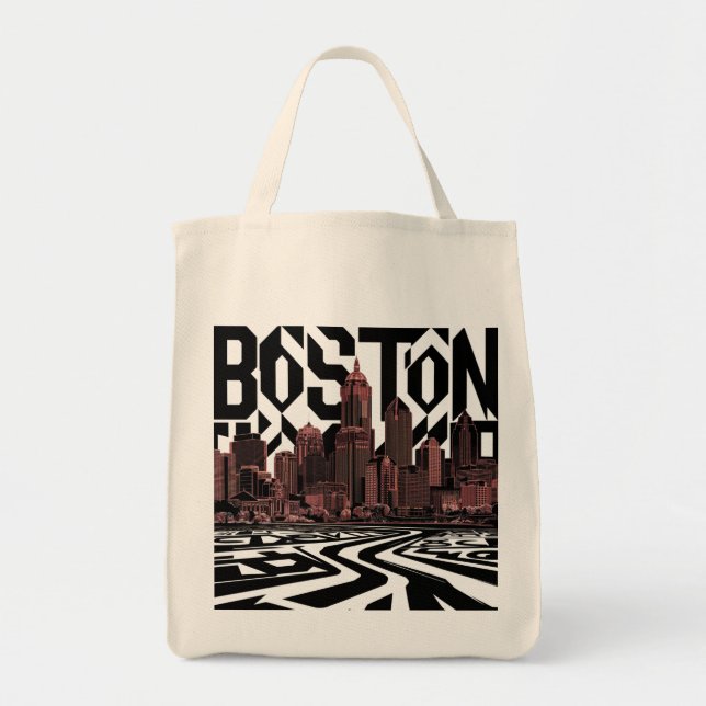 Typografi Boston City Skyline, Boston Stad Tygkasse (Framsidan)