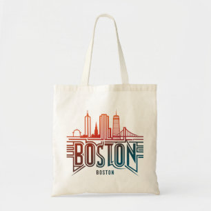Typografi Boston City Skyline Tygkasse