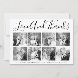 Typografi bröllop Tack åtta fotokollage