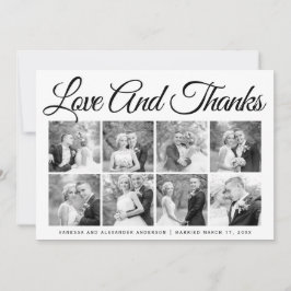 Typografi bröllop Tack åtta fotokollage