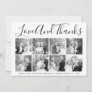 Typografi bröllop Tack åtta fotokollage Kort