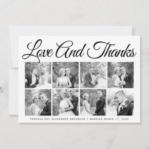 Typografi bröllop Tack åtta fotokollage Kort