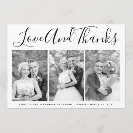 Typografi bröllop Tack tre fotokollage