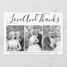 Typografi bröllop Tack tre fotokollage