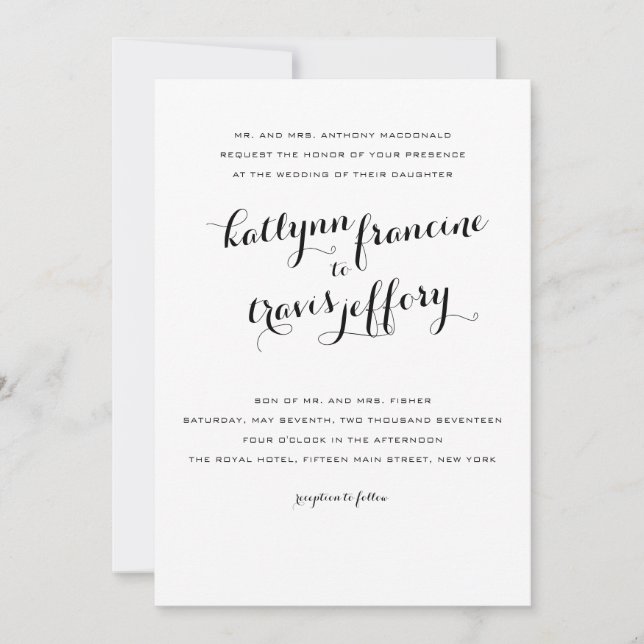 Typografi - bröllopsinbjudan inbjudningar (Framsida)