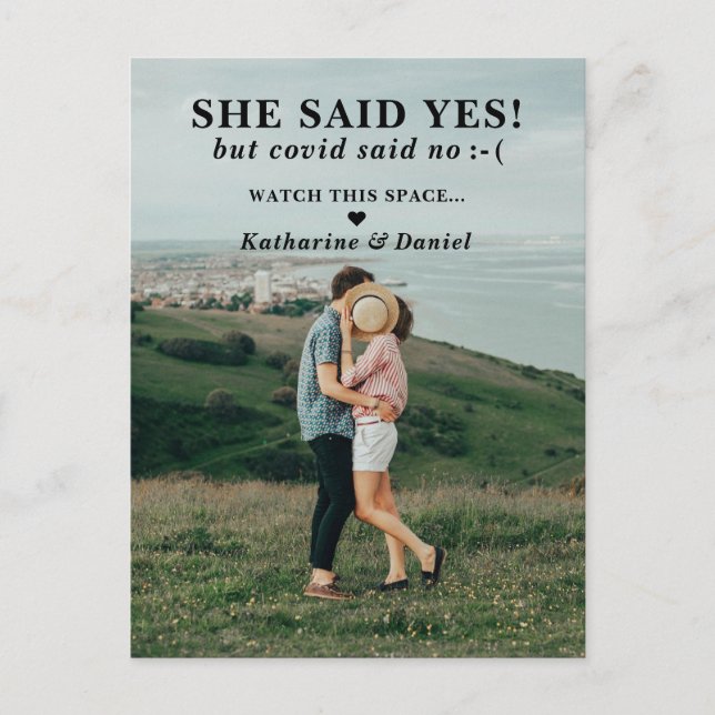 Typografi Bröllopsuppskjutande Spara Datumet Meddelande Vykort (Framsida)