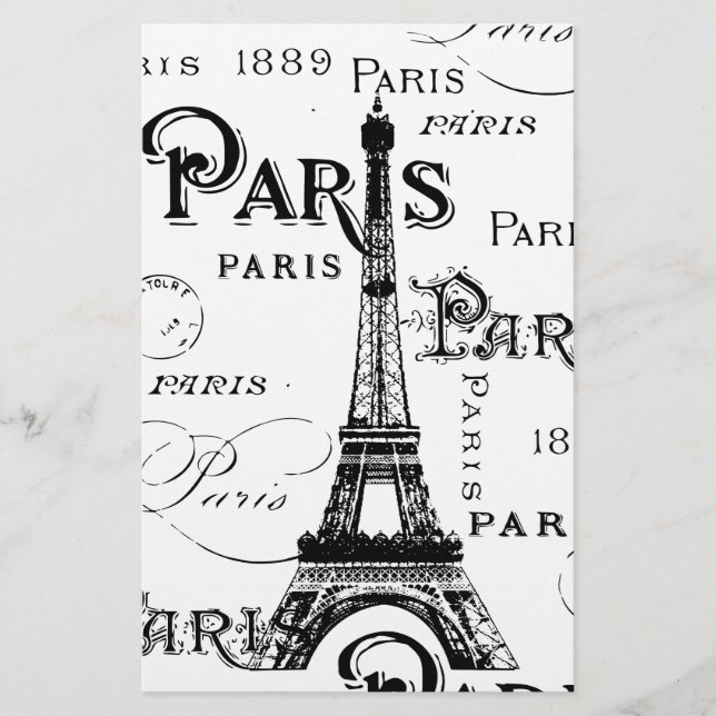 Typografi Calligraphy Paris Frankrike Eiffel Torn (Framsida)
