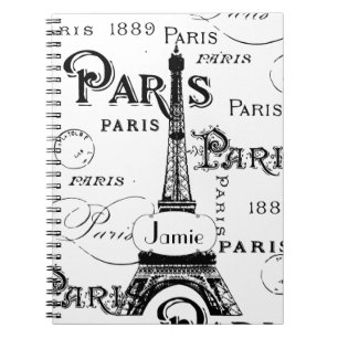 Typografi Calligraphy Paris Frankrike Eiffel Torn Anteckningsbok
