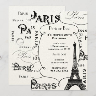 Typografi Calligraphy Paris Frankrike Eiffel Torn Inbjudningar