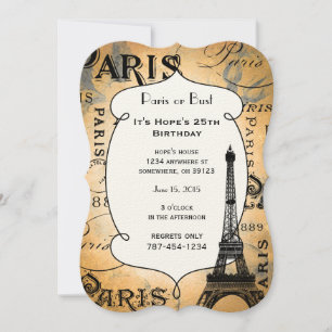 Typografi Calligraphy Paris Frankrike Eiffel Torn Inbjudningar