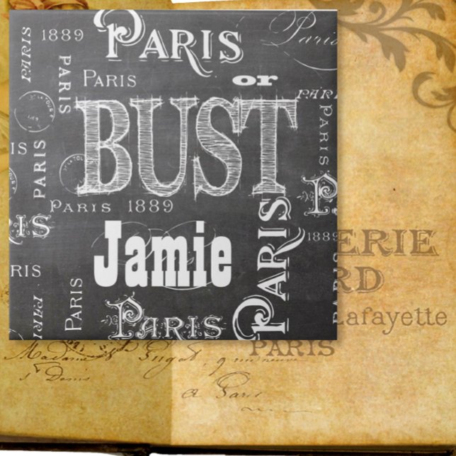 Typografi Calligraphy Paris Frankrike Eiffel Torn Kakelplatta (Skapare uppladdad)