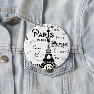 Typografi Calligraphy Paris Frankrike Eiffel Torn Knapp