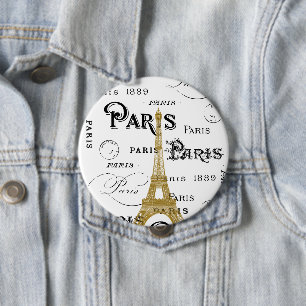 Typografi Calligraphy Paris Frankrike Eiffel Torn Knapp