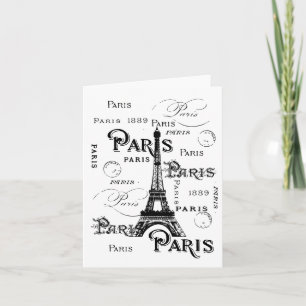 Typografi Calligraphy Paris Frankrike Eiffel Torn Kort