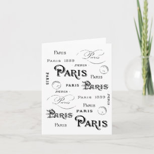 Typografi Calligraphy Paris Frankrike Eiffel Torn Kort