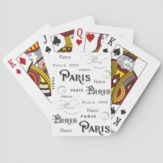 Typografi Calligraphy Paris Frankrike Eiffel Torn Kortlek (Baksidan)