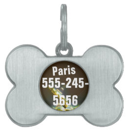 Typografi Calligraphy Paris Frankrike Eiffel Torn Namnbricka Husdjur