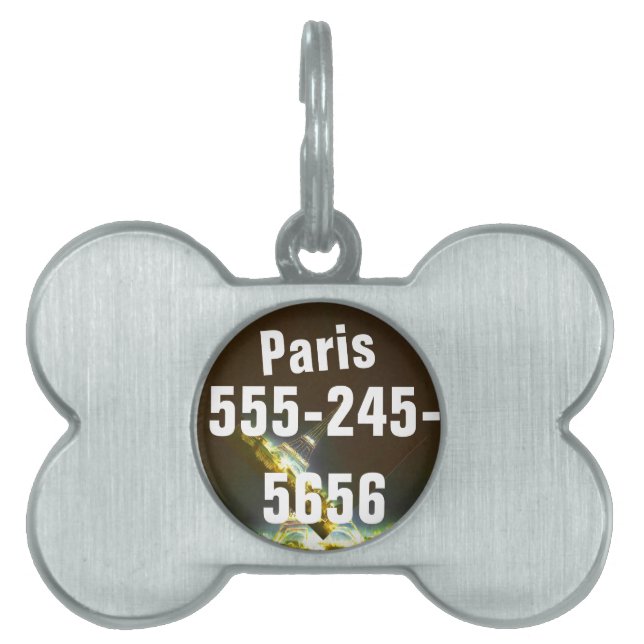 Typografi Calligraphy Paris Frankrike Eiffel Torn Namnbricka Husdjur (Framsidan)