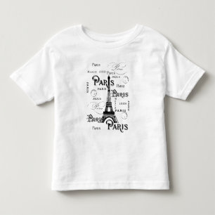 Typografi Calligraphy Paris Frankrike Eiffel Torn Tee