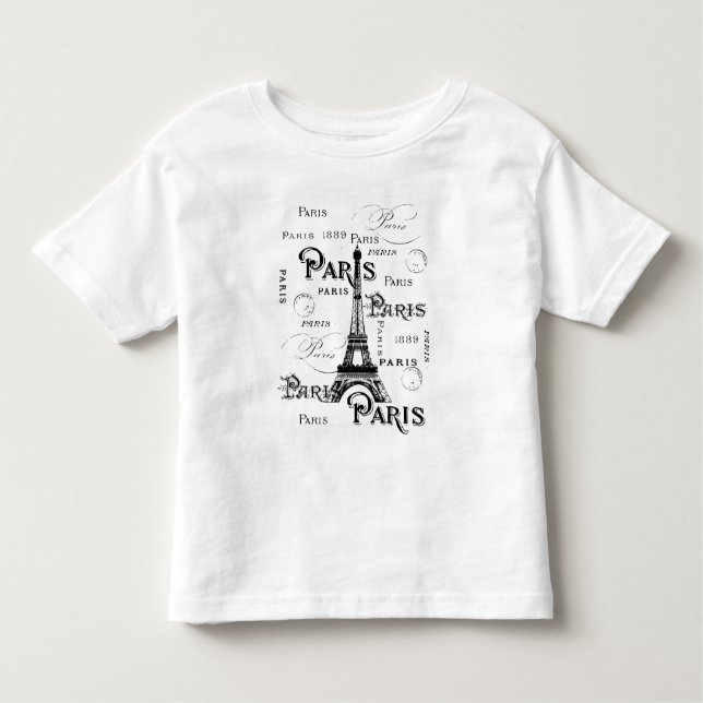 Typografi Calligraphy Paris Frankrike Eiffel Torn Tee (Framsida)
