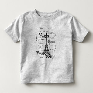 Typografi Calligraphy Paris Frankrike Eiffel Torn Tee Shirt