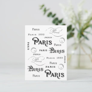 Typografi Calligraphy Paris Frankrike Eiffel Torn Vykort