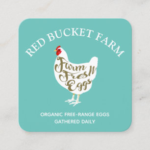 Typografi Chicken Farm Fresh Eggs Fyrkantigt Visitkort