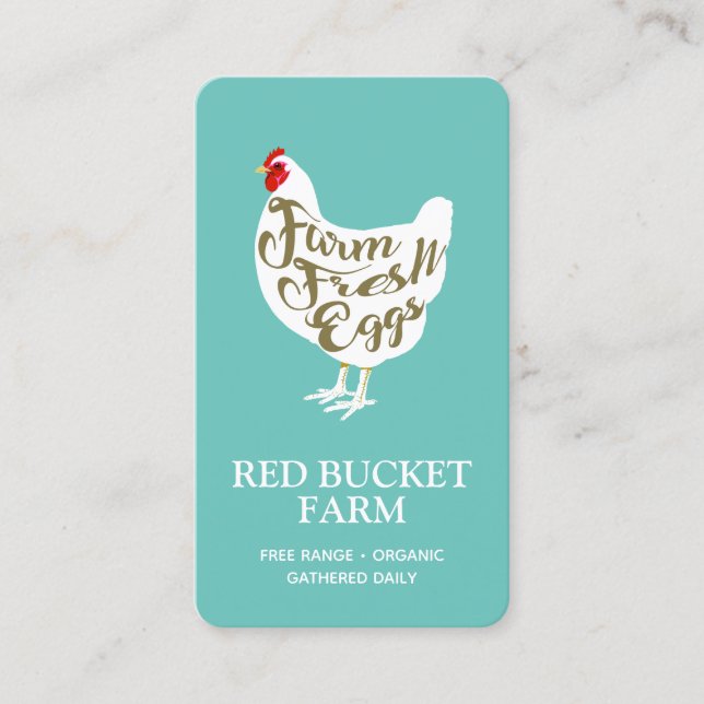 Typografi Chicken Farm Fresh Eggs Visitkort (Framsida)
