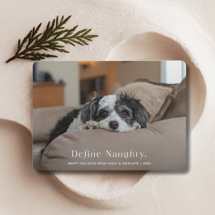 Typografi Definiera Naughty Jul Hund Pet Photo Julkort