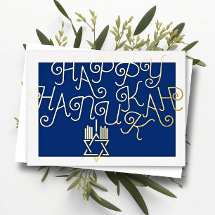 Typografi Design Lycklig Hanukkah Helgkort