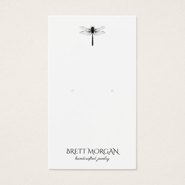 Typografi Dragonfly Earring Jewelry Visning Card Visitkort (Framsidan)